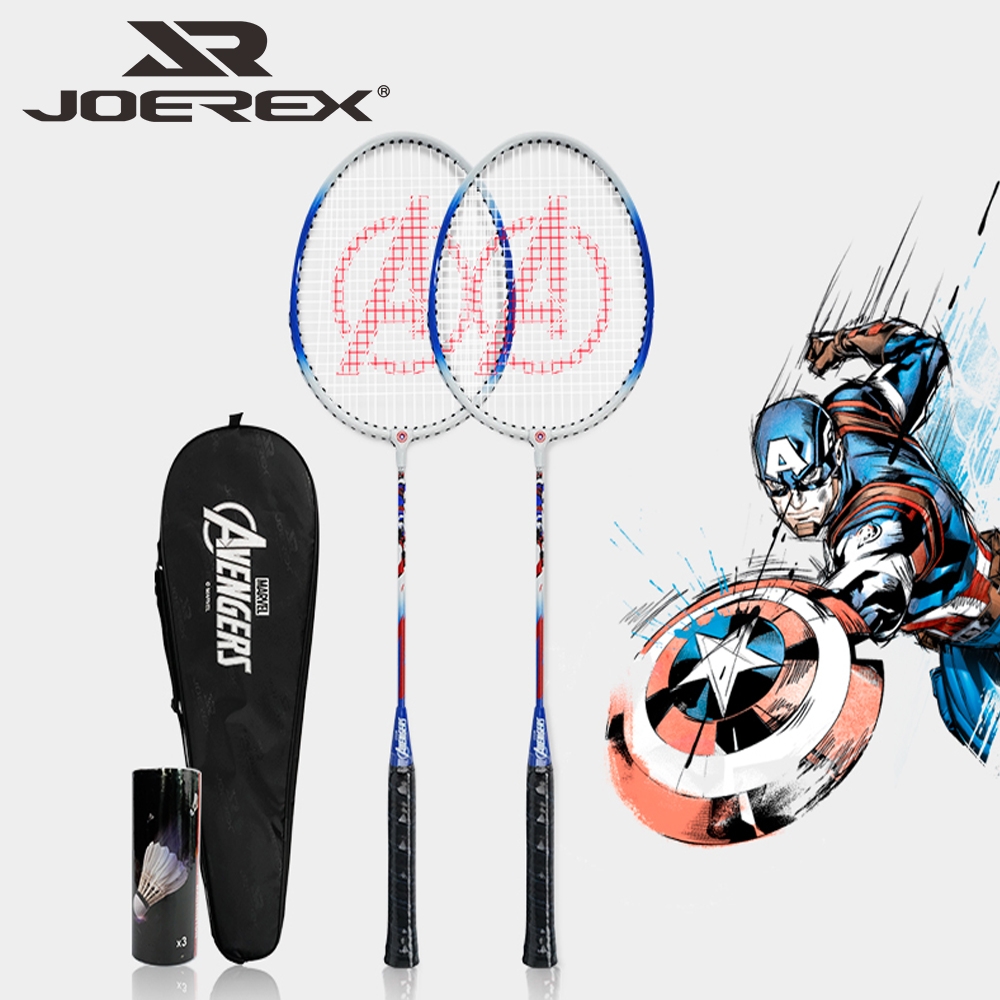 【JOEREX】-漫威美國隊長聯名款-鋁合金羽球拍組 特價$1150/原價$1280