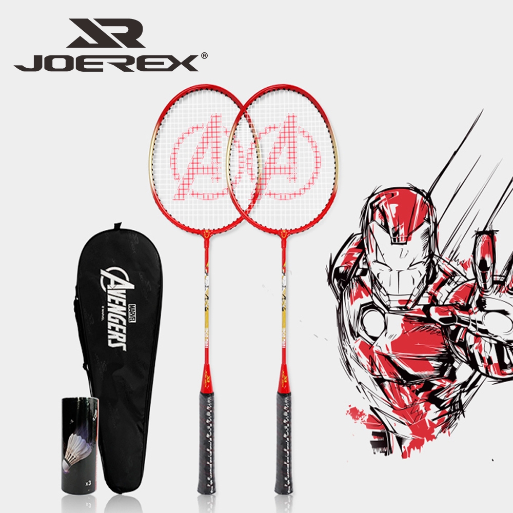 【JOEREX】-漫威鋼鐵人聯名款-鋁合金羽球拍組 特價$1150/原價$1280